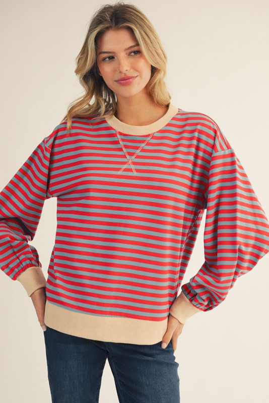blue/red stripe sweatshirt