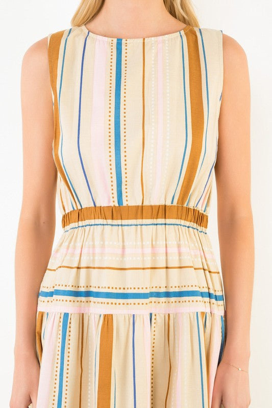 sara striped midi dress