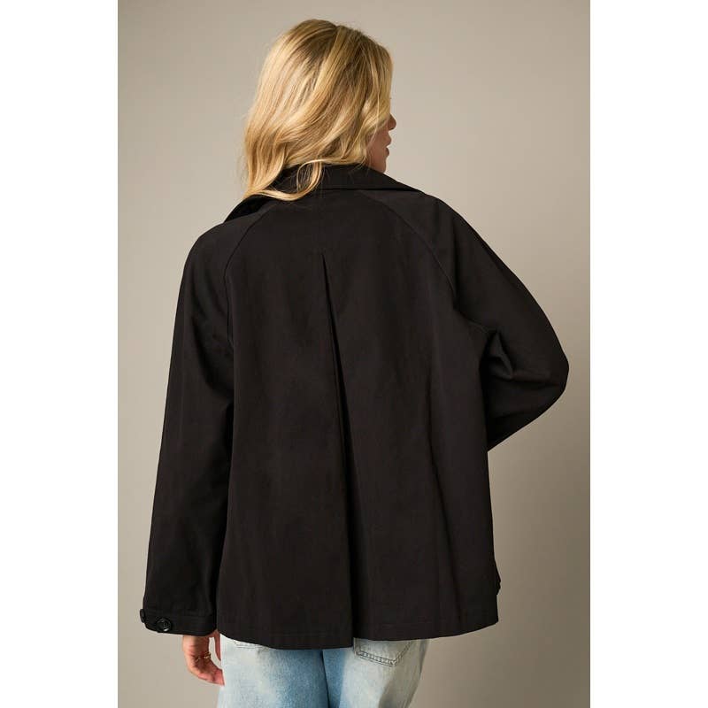 Raglan Long Sleeve Twill Trench Coat