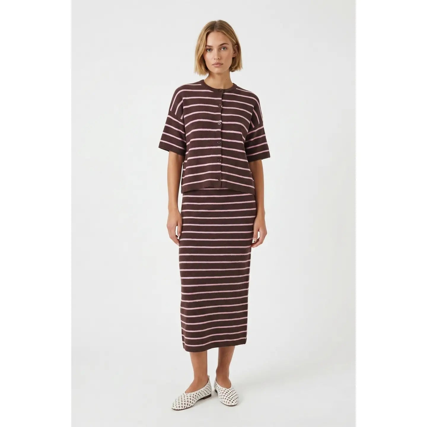 Stripe Sweater skirt Set