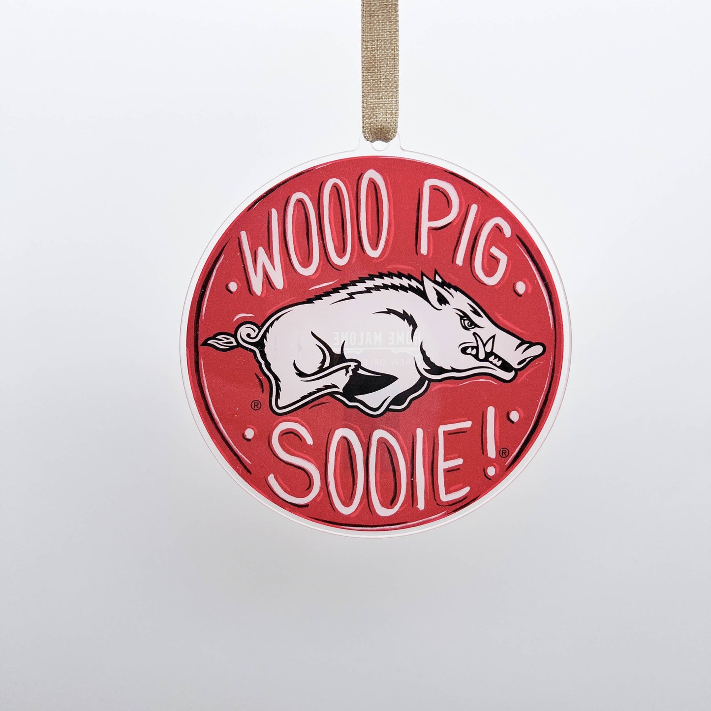 Arkansas Razorbacks Acrylic Ornament Woo Pig Sooie