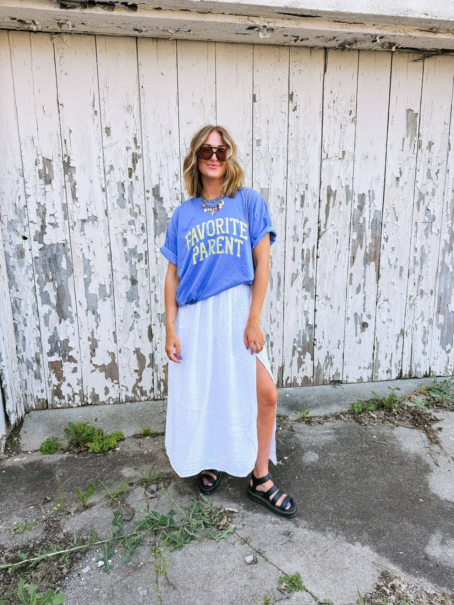 Favorite parent graphic tee - blue/ yellow