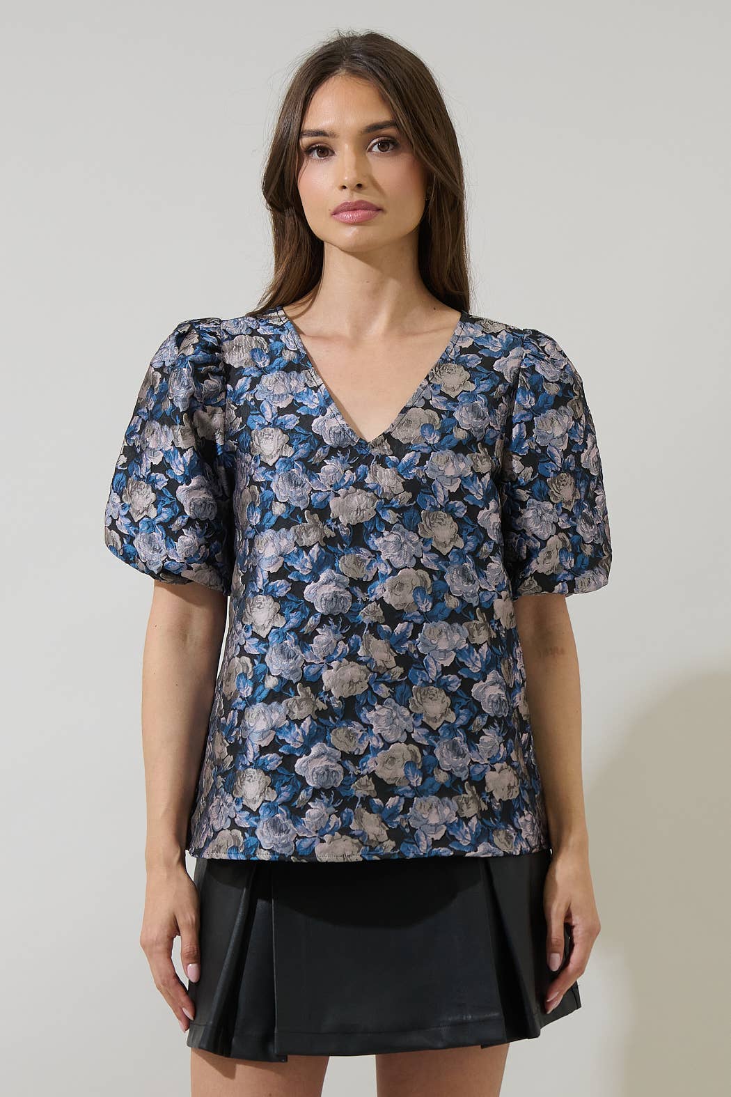 Deanny Jacquard Calise Bubble Sleeve Top