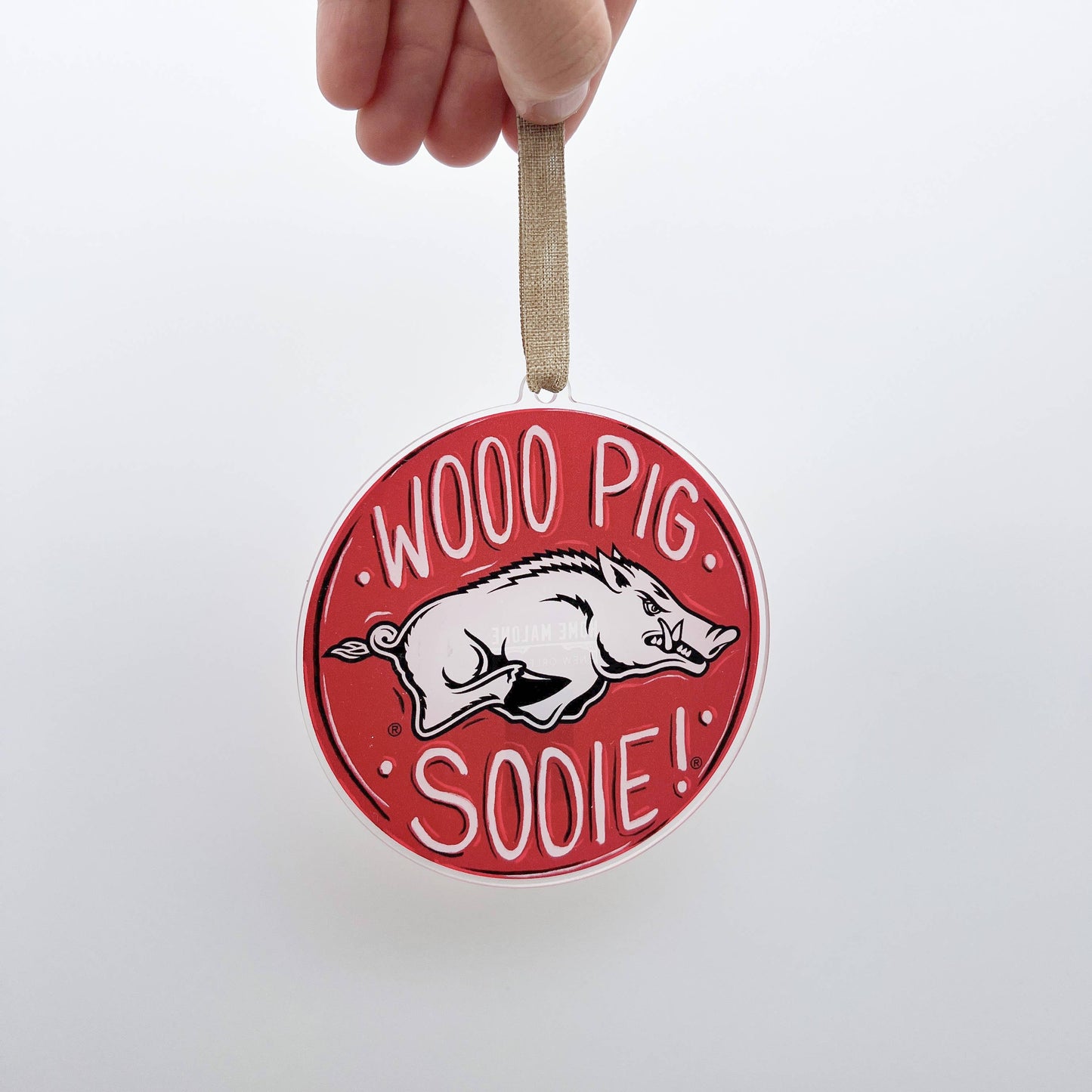 Arkansas Razorbacks Acrylic Ornament Woo Pig Sooie