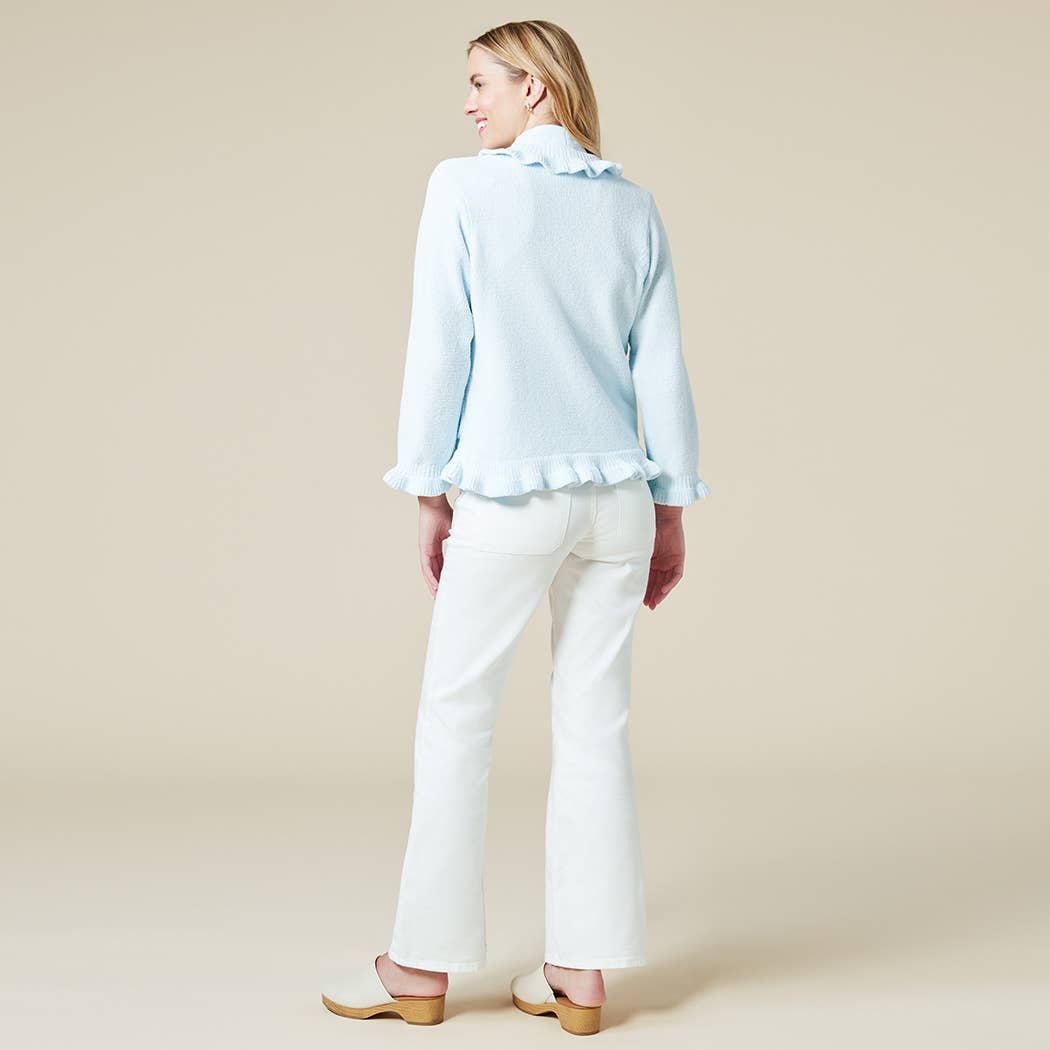 Dreamy Drape Ruffle Chenille Bed Jacket for Women