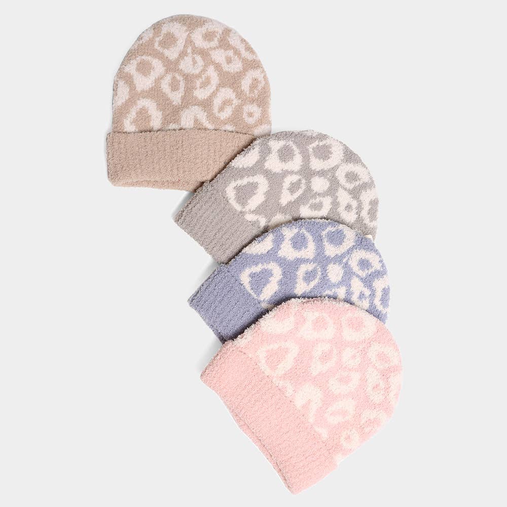 Leopard Patterned Kids Beanie Hat
