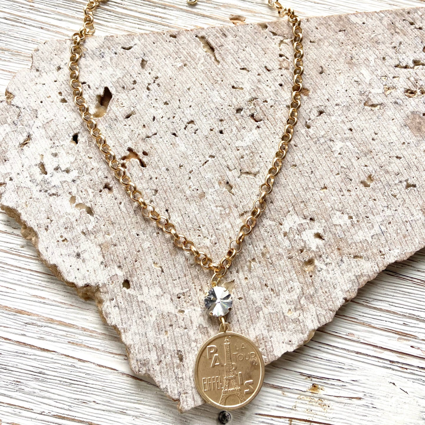 Paris France French coin necklace