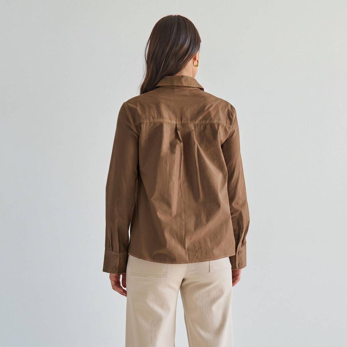 Split front button down shirt