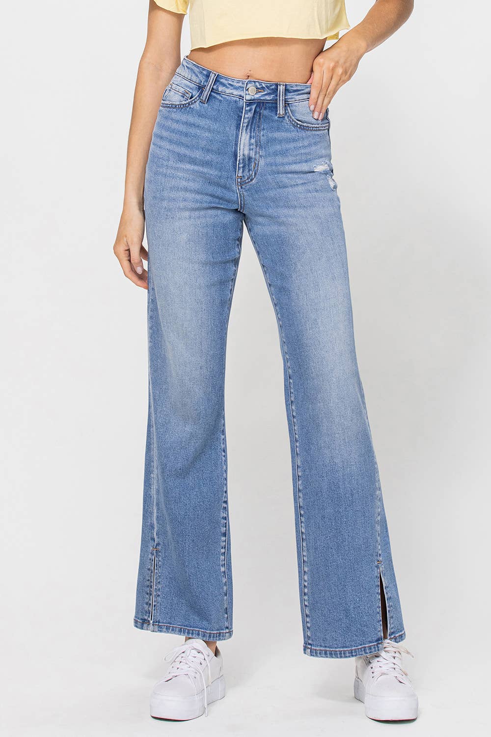 90'S VINTAGE SUPER HIGH RISE FLARE JEANS