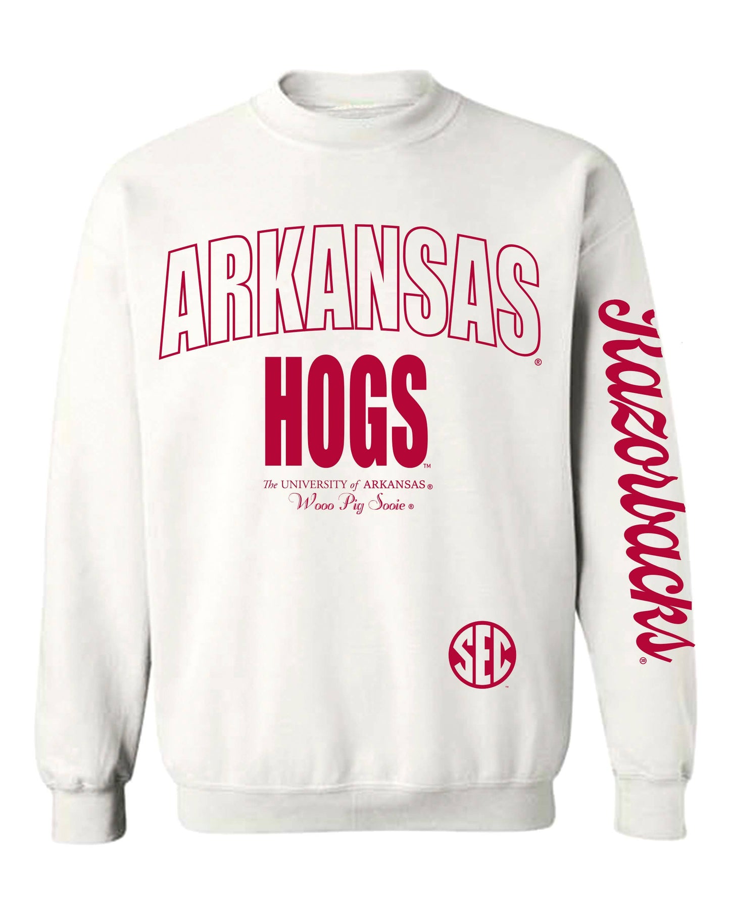 Arkansas Razorbacks Hogs SEC Sporty White Sweatshirt