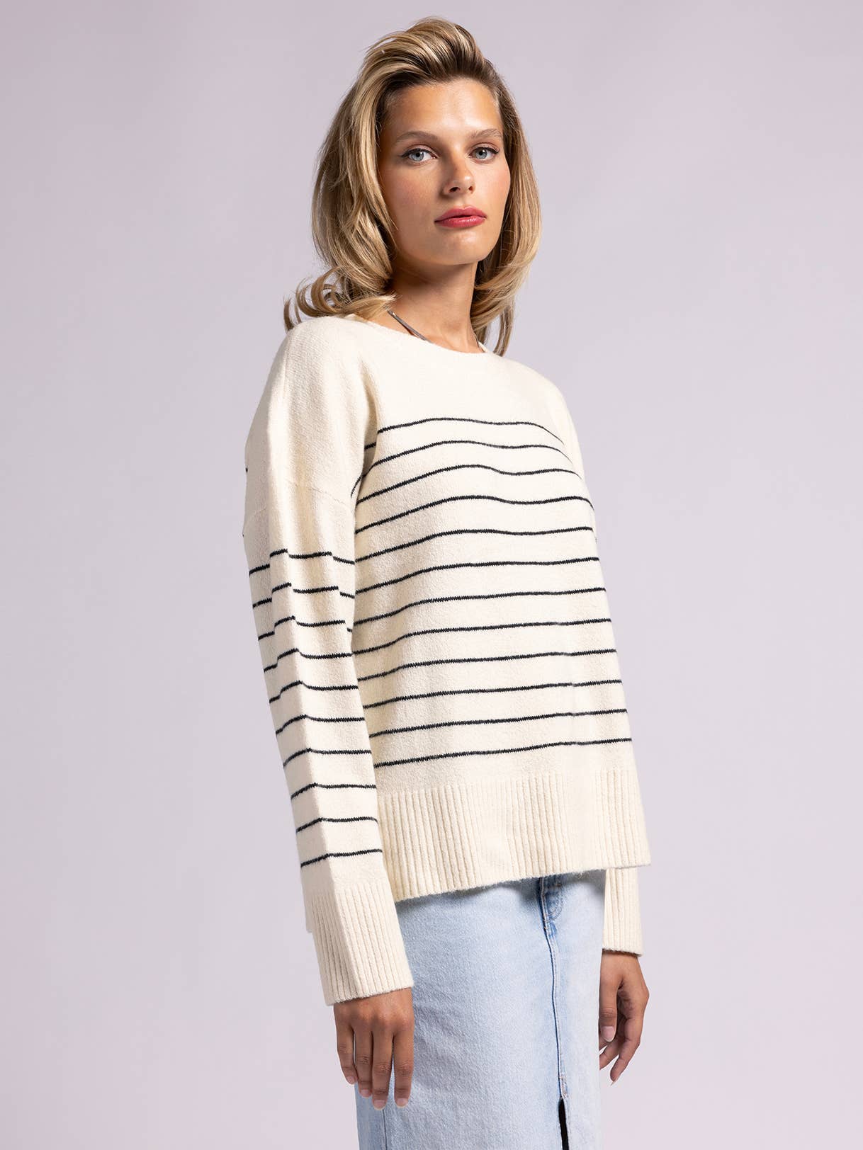 Crewneck Striped Sweater - KISHA SWEATER