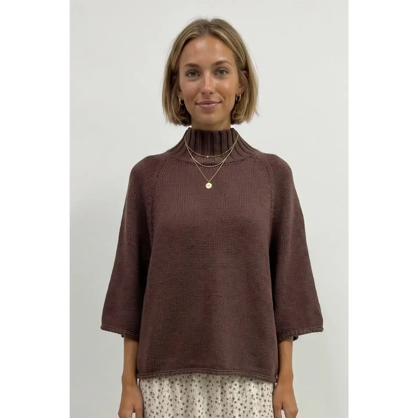 Mock Neck Batwing Sweater