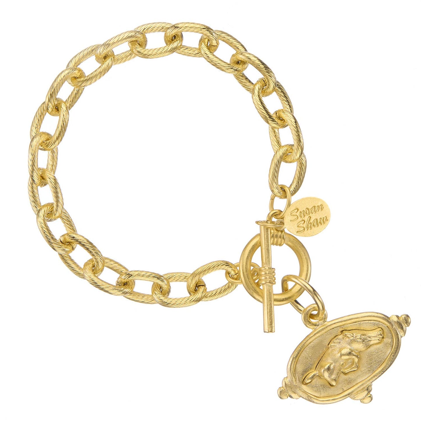 Wild Boar Intaglio on Thick Chain Toggle Bracelet - Susan Shaw