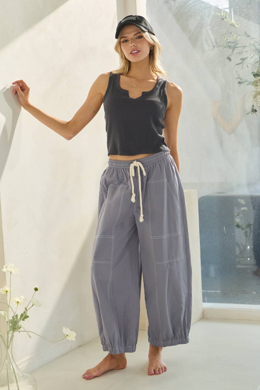 Balloon Shaped Cotton Pants