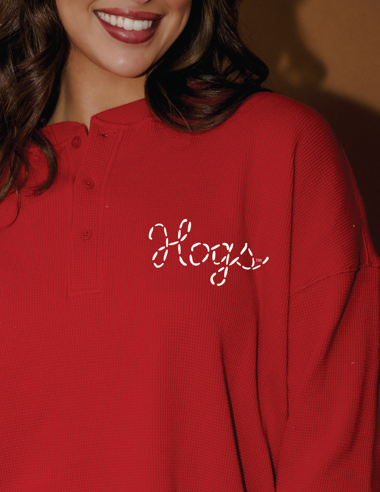 Arkansas Razorbacks Stitched Red Signature Waffle Top
