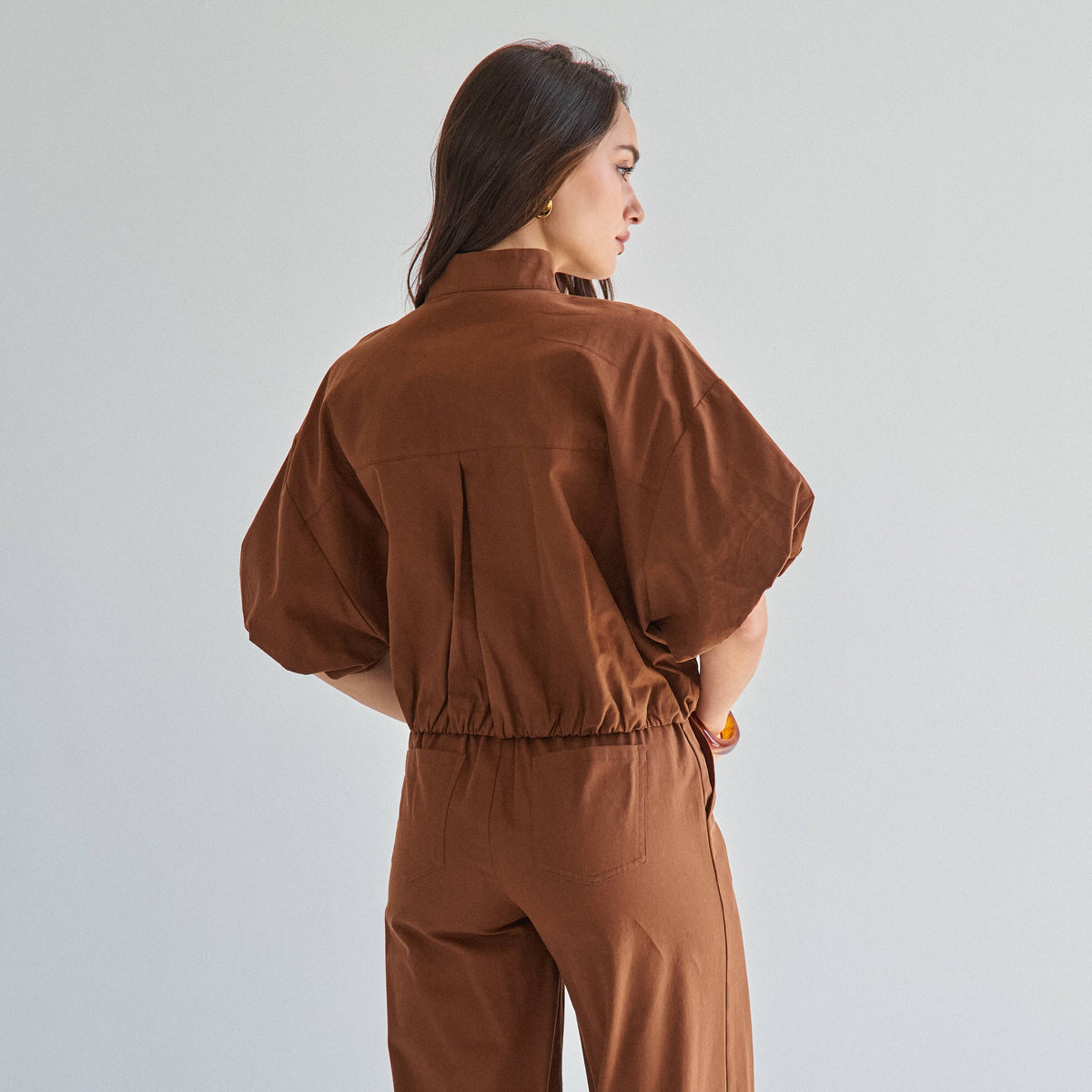 Button volume top & pants set