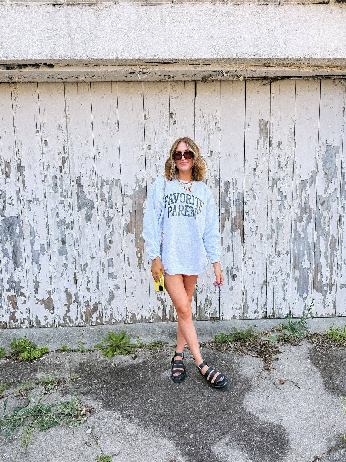 Favorite parent sweatshirt - ash/ black