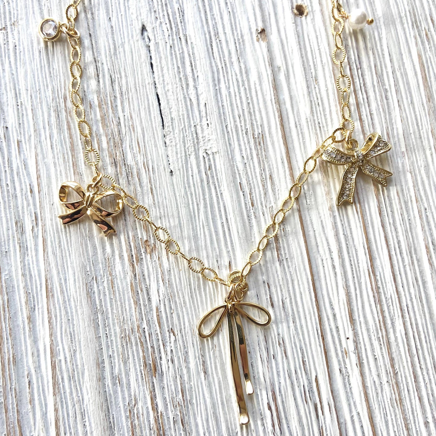 Bow jewelry ribbon boutique trendy charm necklace