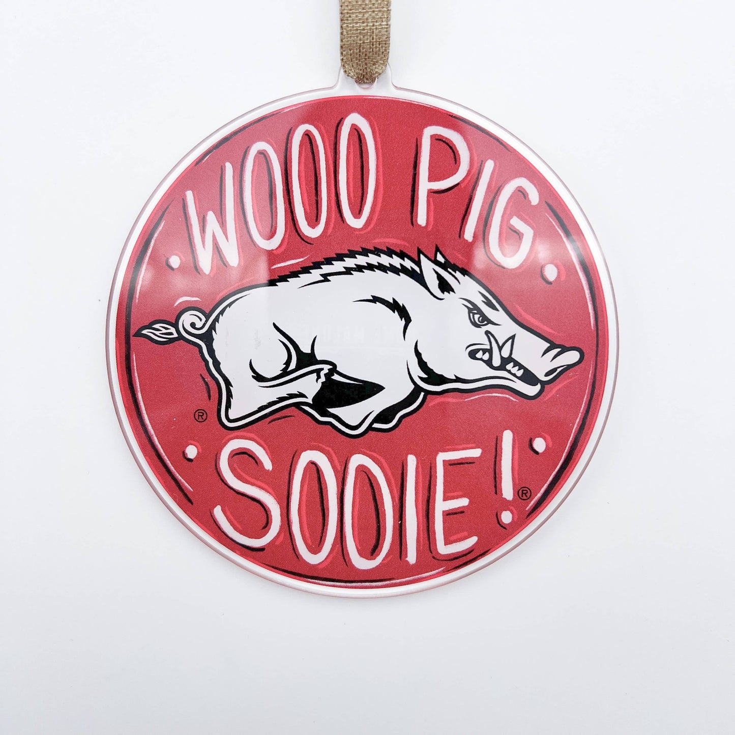 Arkansas Razorbacks Acrylic Ornament Woo Pig Sooie