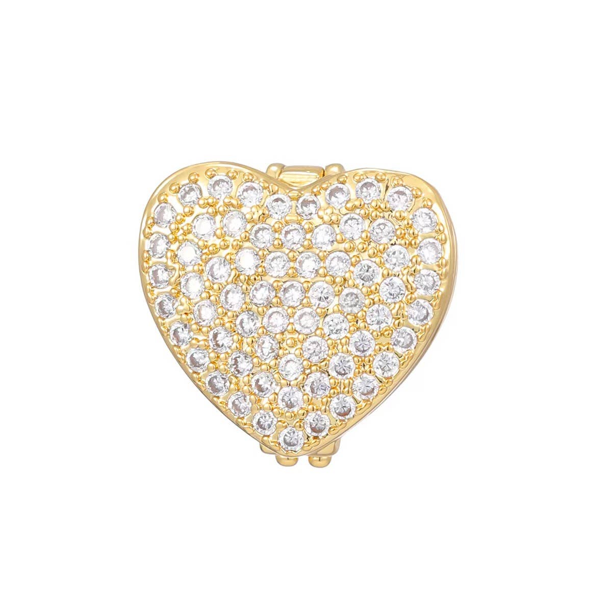 Slider Gold Puffy CZ Heart Charm