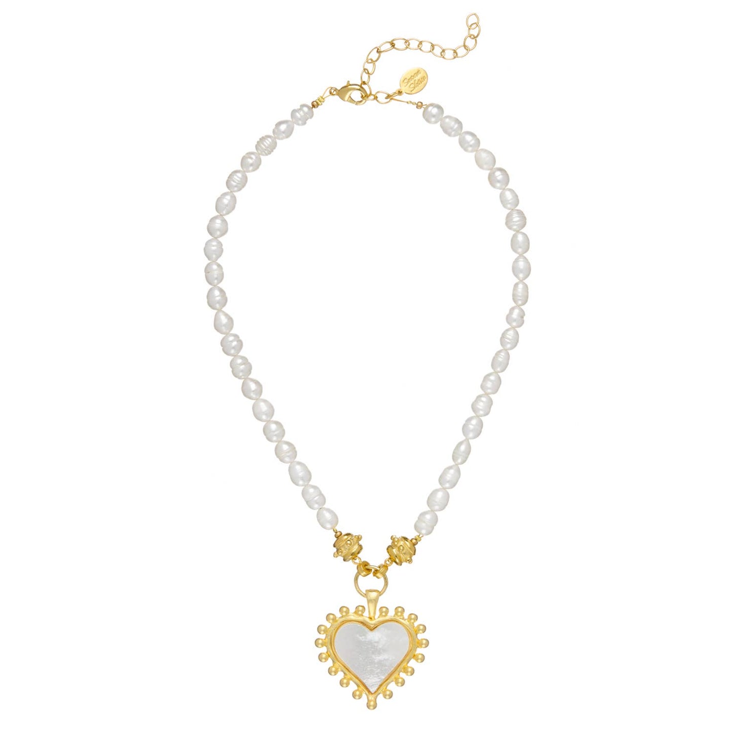 Mother of Pearl Heart Necklace on Pearl - Susan Shaw