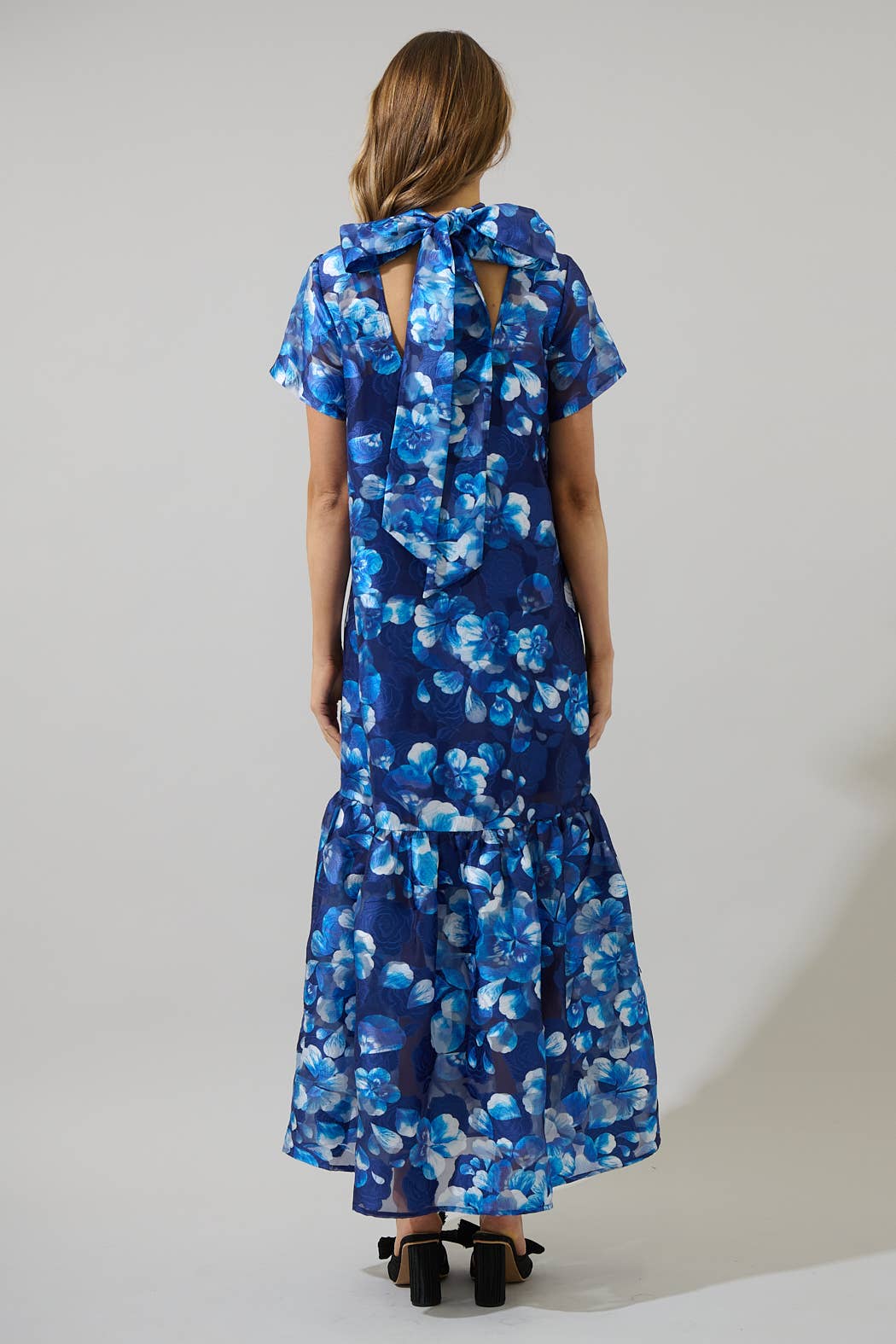 Abay Floral Dime Organza Maxi Dress