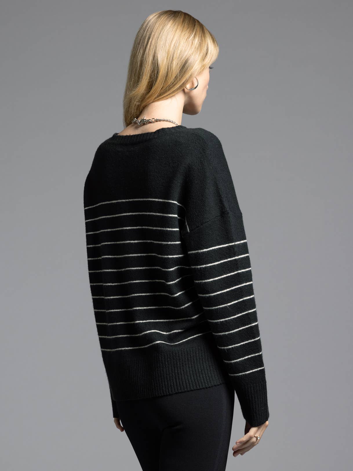Crewneck Striped Sweater - KISHA SWEATER