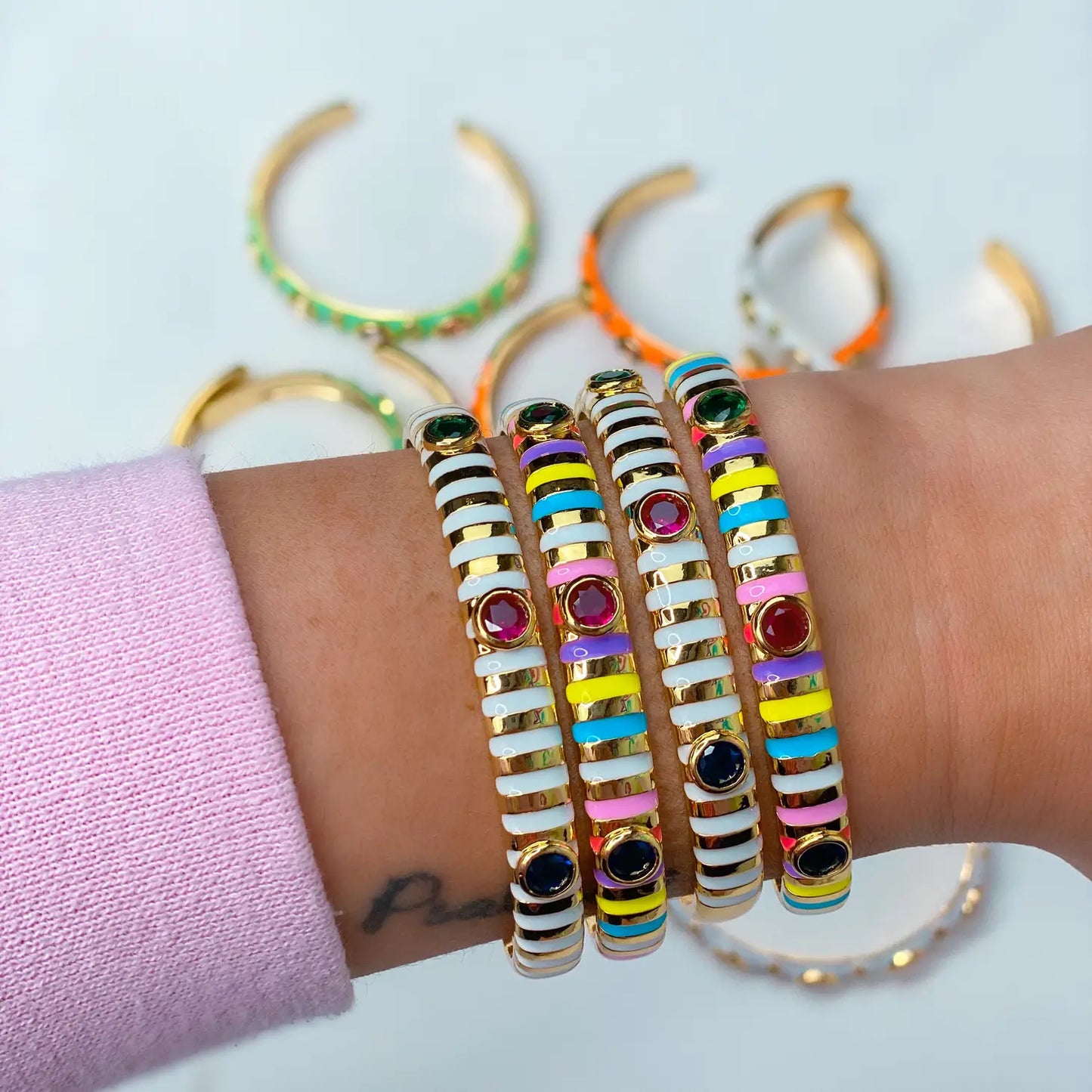 Tasha striped bangles