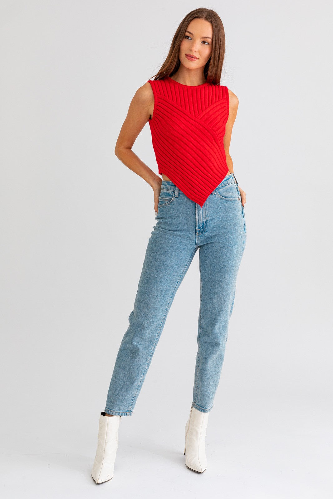 Scarf hem sweater top