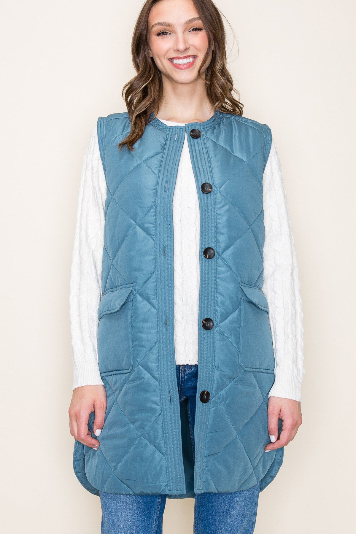 Light teal long Vest