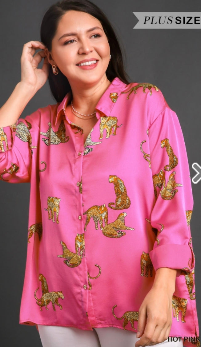 olivia top- hot pink