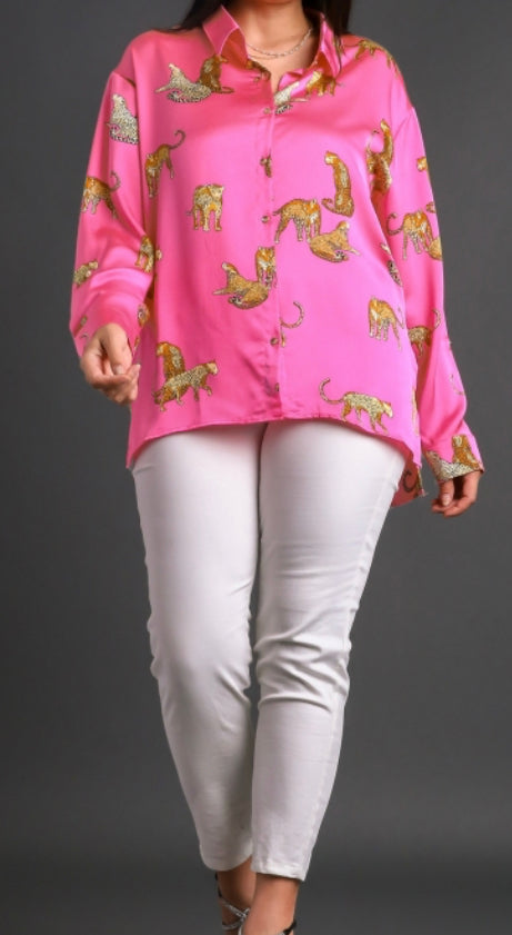 olivia top- hot pink