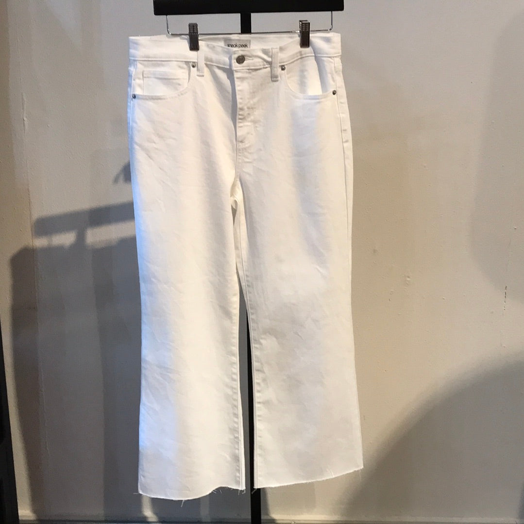 kick flare white jeans
