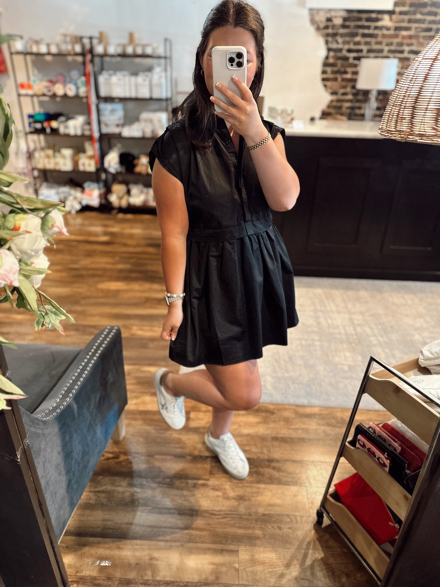 Pleated shoulder dress