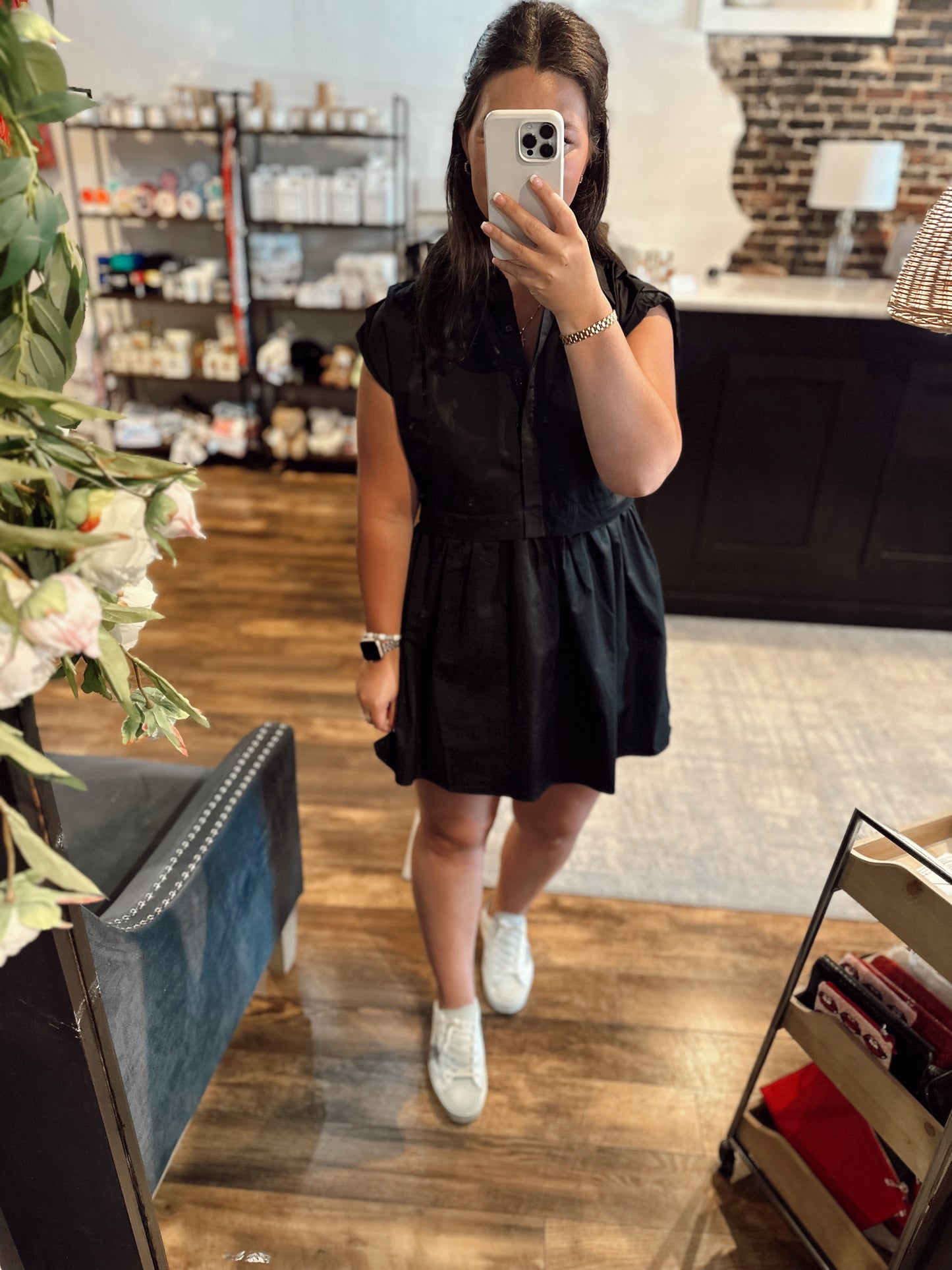Pleated shoulder dress