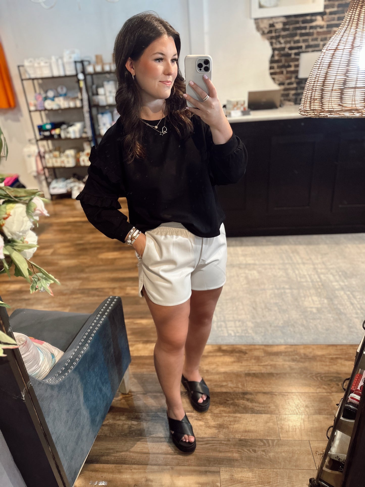 scuba ruffle sleeve sweatshirt