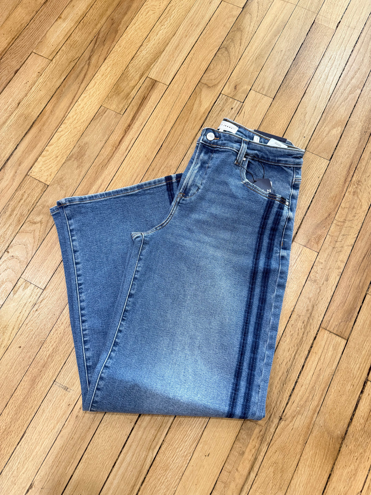 RISEN side stripe wide leg jean