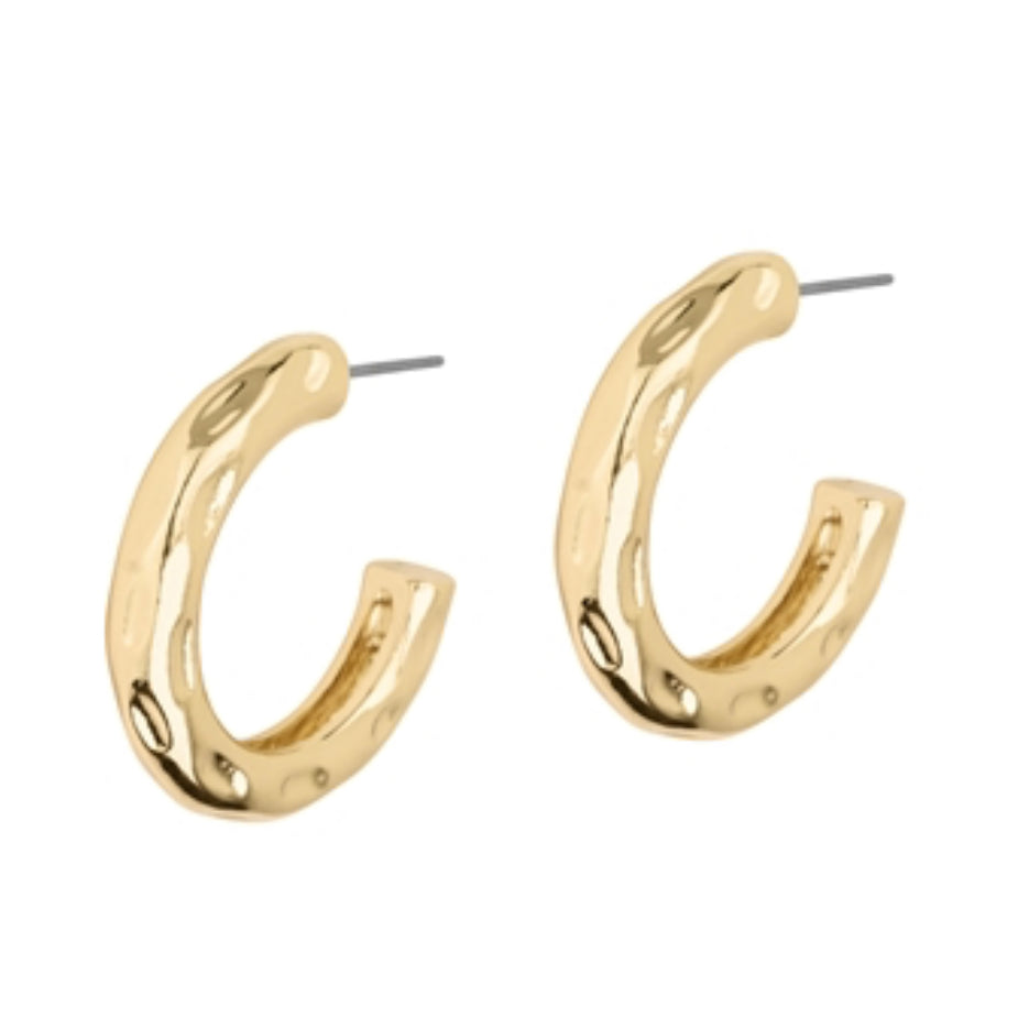 Gold Hammered Hoop
