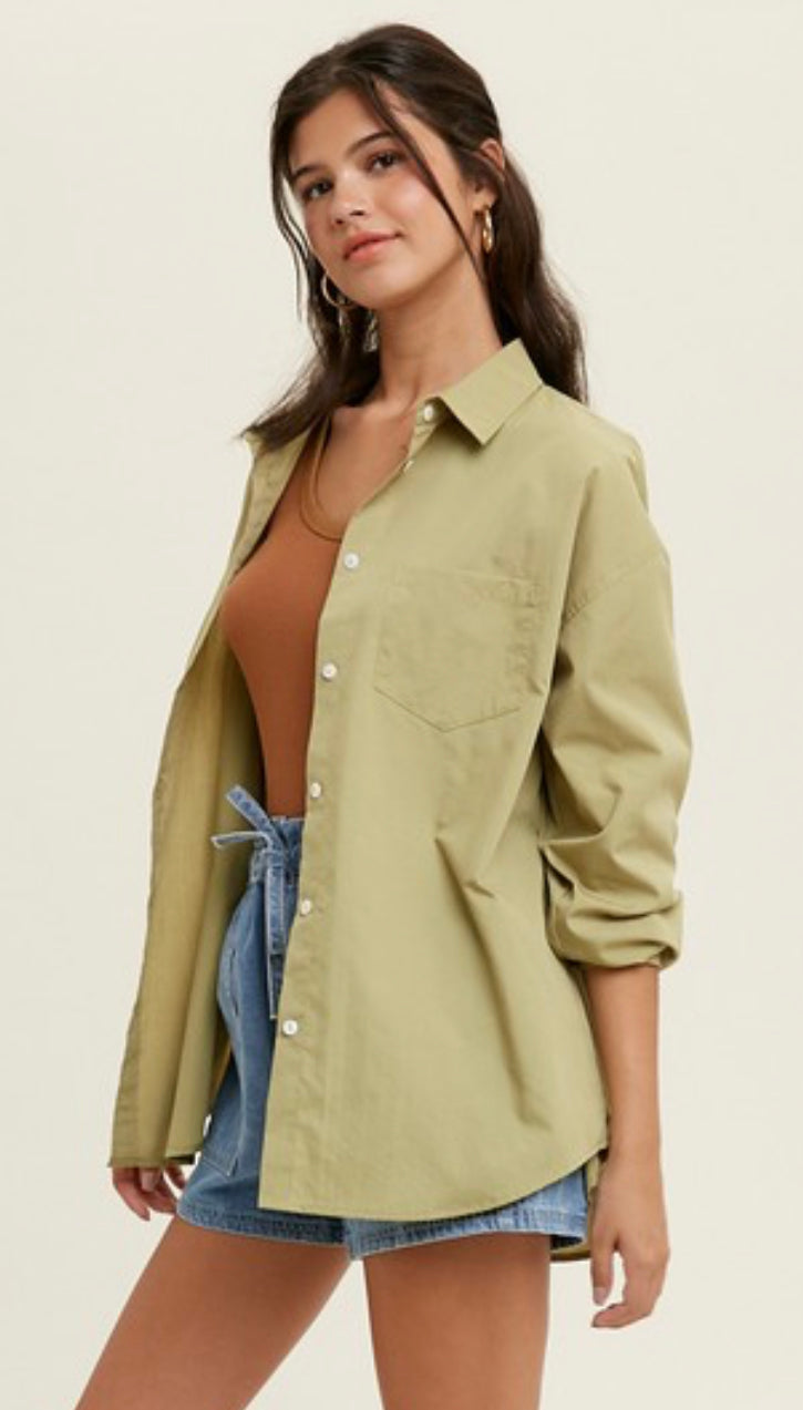 Kenley Button Down - Avocado