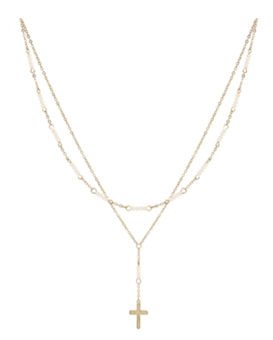 Gold/Natural Crystal Cross