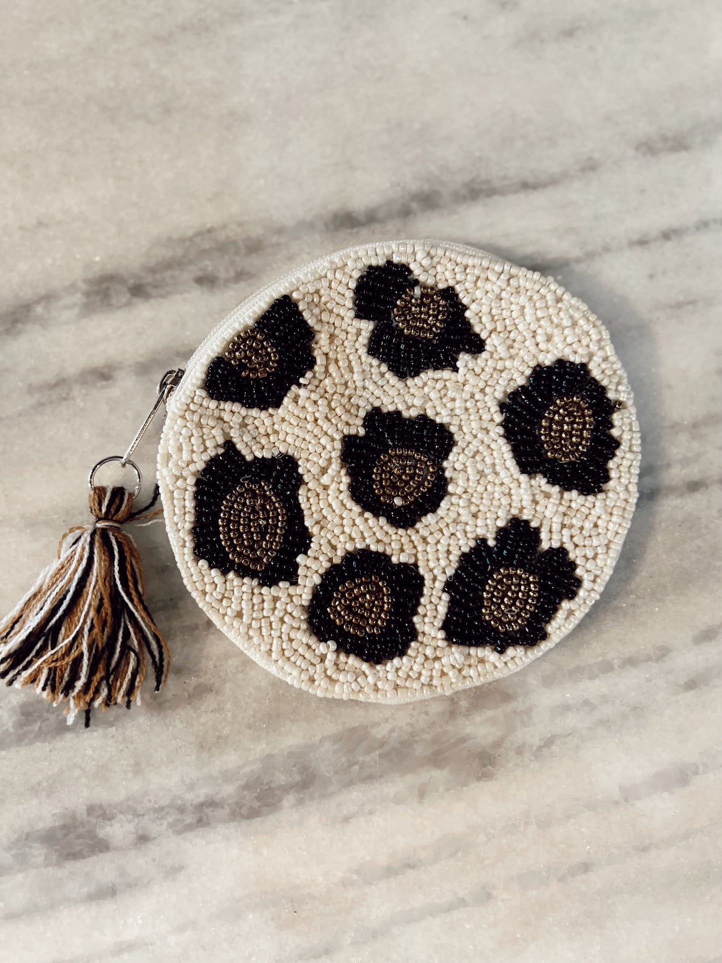 Cheetah beaded pouch