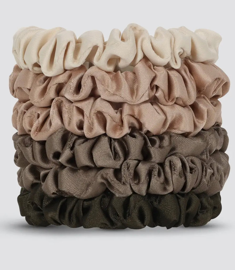 Ultra Petite Satin Scrunchies 6pc - Eucalyptus