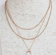 Lavered Dainty Chain with Clear Crystal Stone Charm Necklace