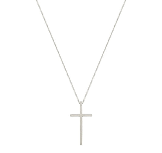 Matte Silver Cross Pendant 16"-18" Necklace