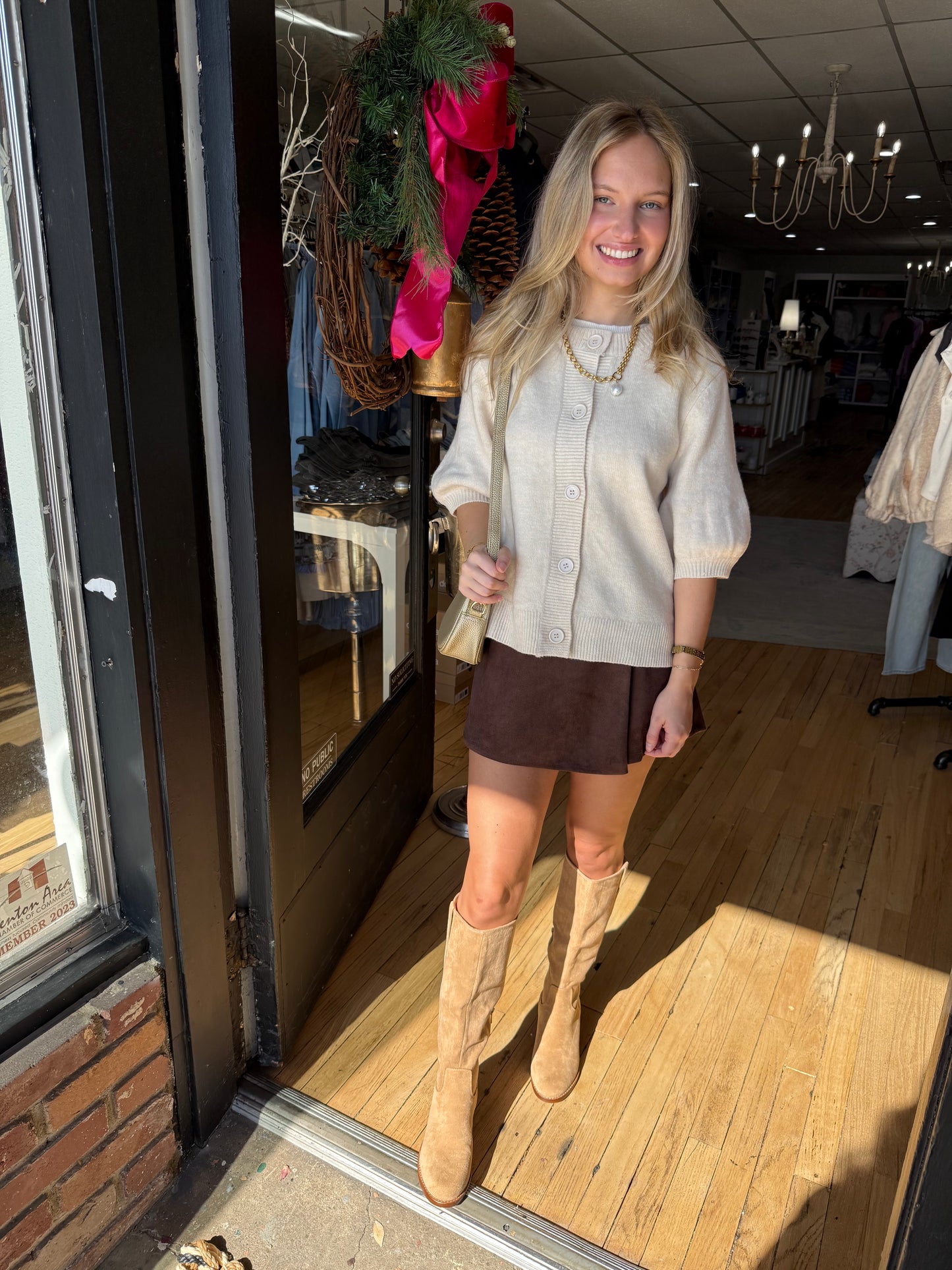 ivory short sleeve button cardigan
