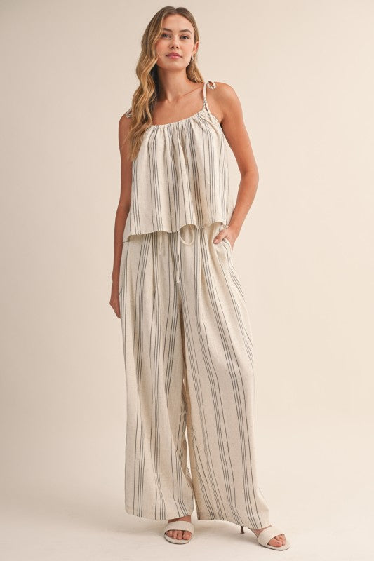 linen striped top and pants set