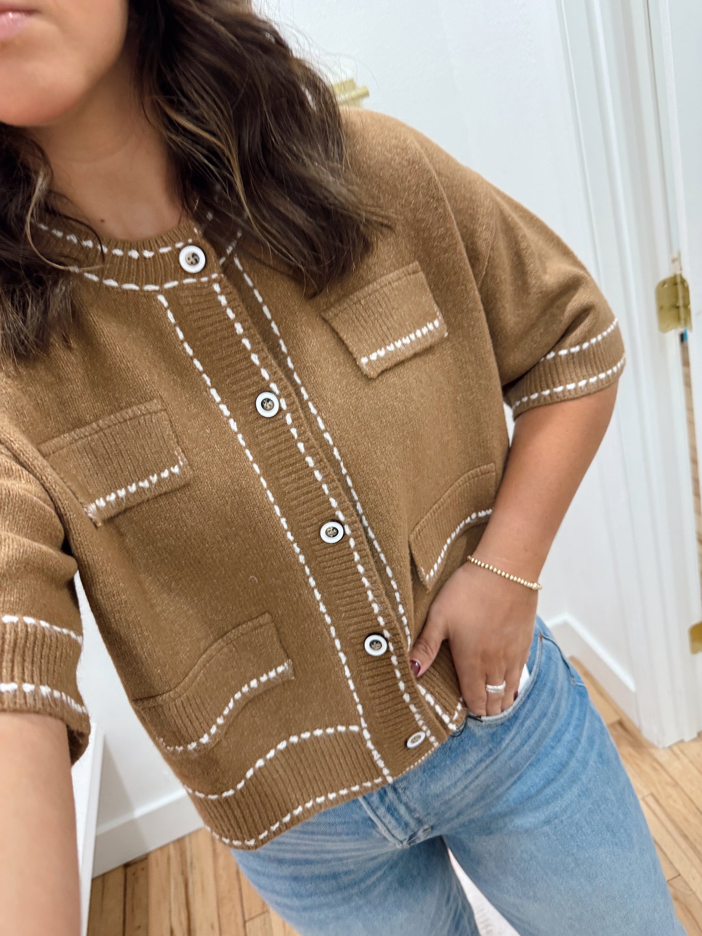 Rio button cardigan brown