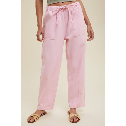 DRAWSTRING BAGGY DENIM PANTS