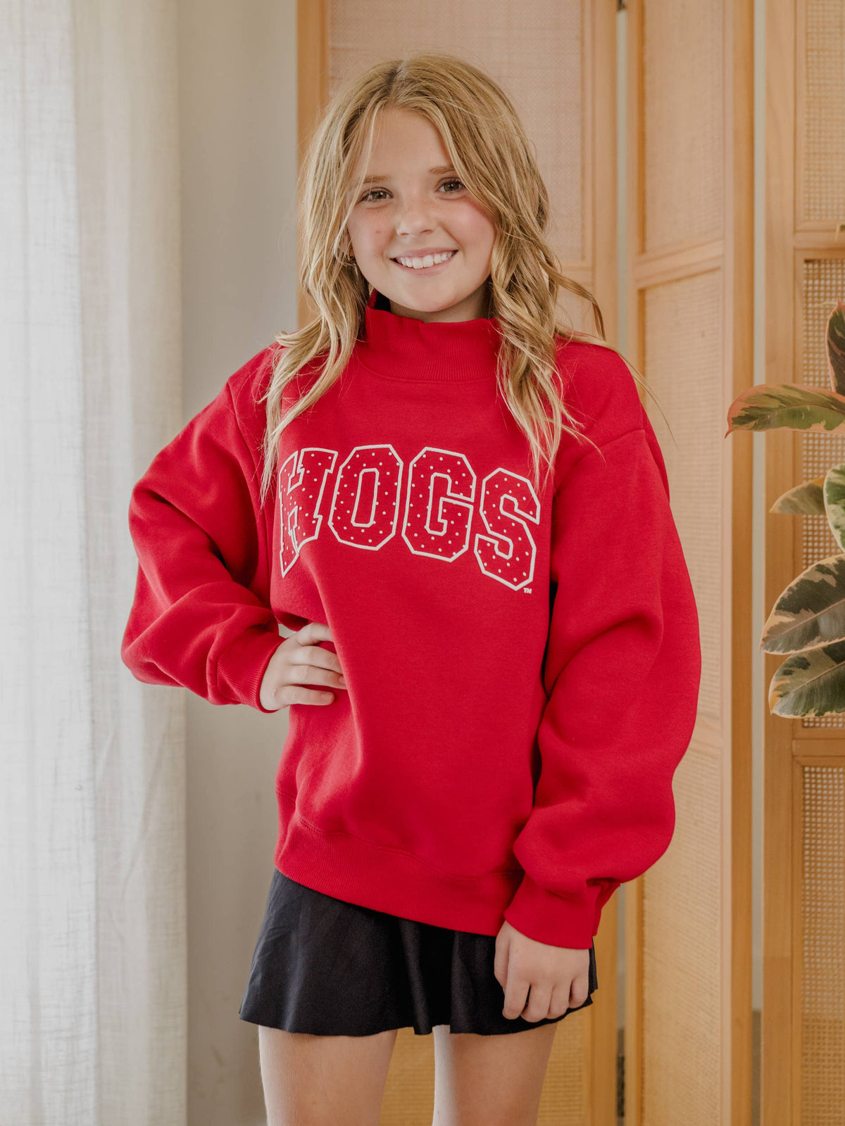 Children's ARK Hogs Polka Dot Puff Mock Neck Sweatshirt