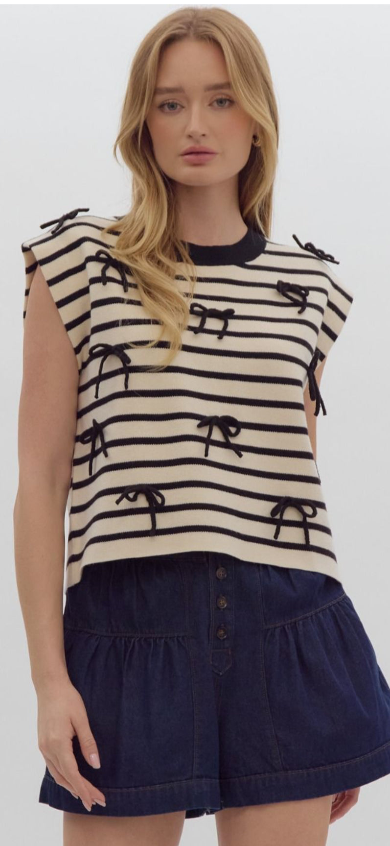 Navy Bow Top